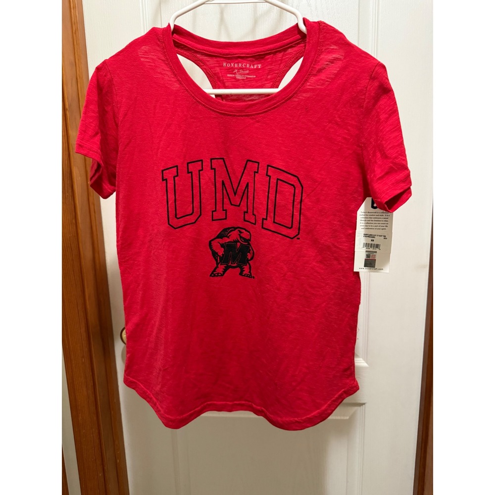 Boxercraft University of Maryland UMD Terrapins Red Cut Out Racerback Tee XS NEW